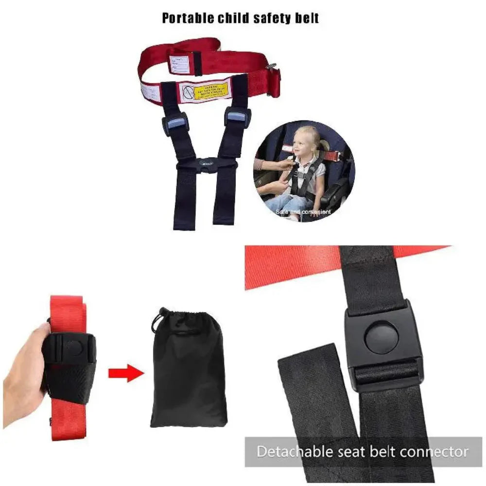 Adjustable Child Airplane Safety Harness with Foldable Polyester Straps