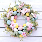 5 Style Bow Ribbon Easter Egg Wreath Easter Egg Garland Door Ornaments Wall Decor Happy Easter 2023 Decor for Home Kids
