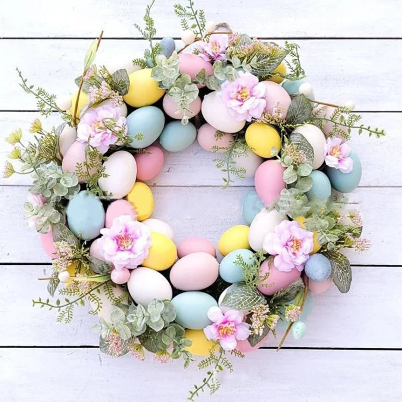5 Style Bow Ribbon Easter Egg Wreath Easter Egg Garland Door Ornaments Wall Decor Happy Easter 2023 Decor for Home Kids