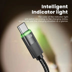 PowerLinx USB-C Cable | 100W Fast Charging | Spiral Cable with LED | 1.8m Stretchable & Durable