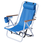 2-Pack Foldable High-Strength Beach Chairs with Adjustable Headrest – Blue