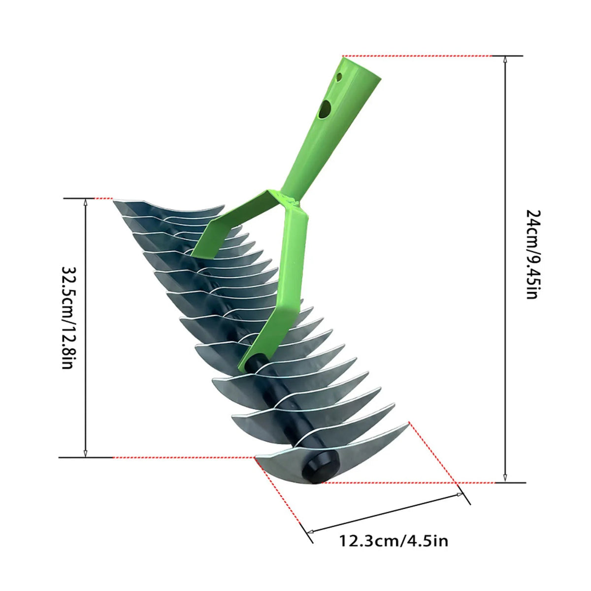 RasenPro Rake Head | Lawn Scarifier Stainless Steel | Curved Tines | For Moss, Leaves & Soil Care