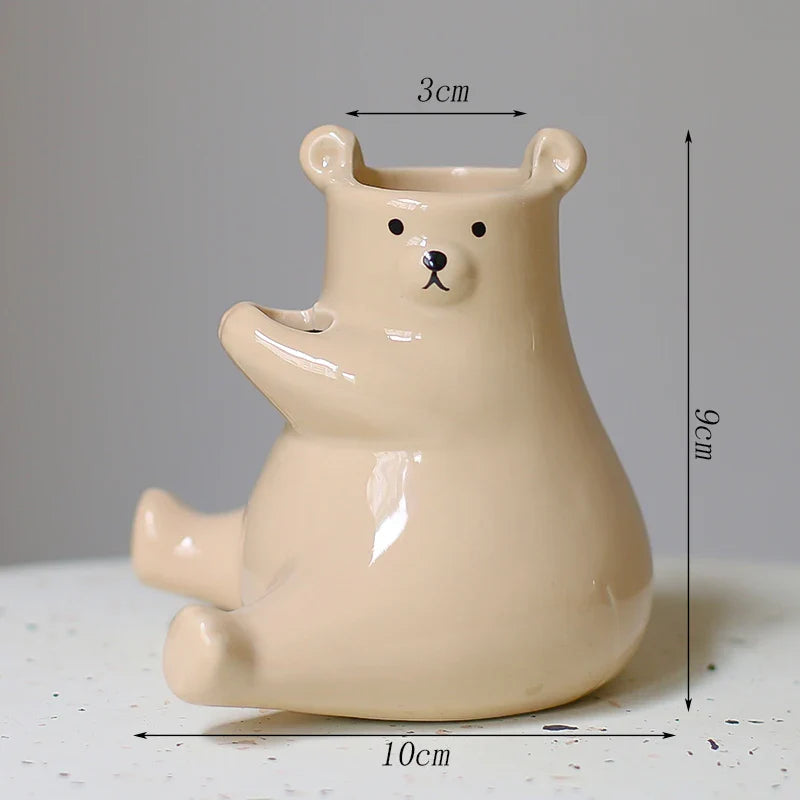 Bear with Flower Vase