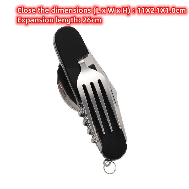OutdoGear 4-in-1 Folding Cutlery | Compact & Multifunctional | Stainless Steel