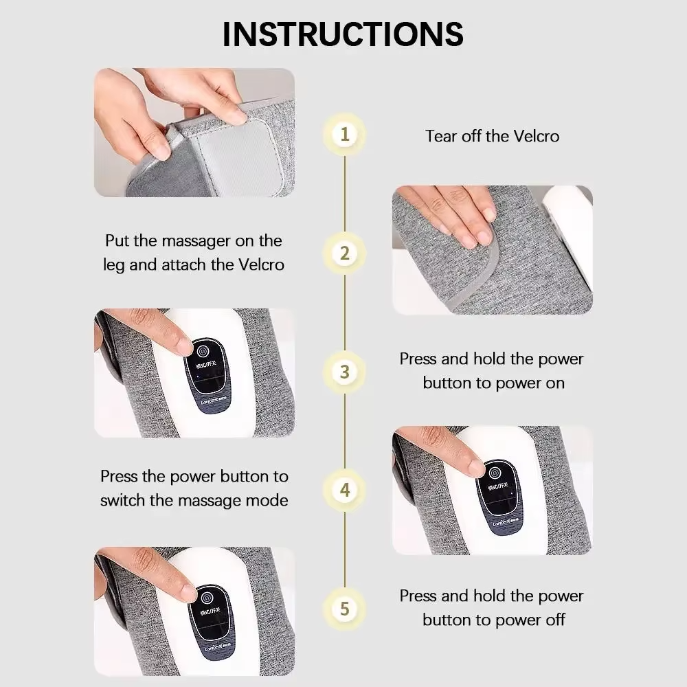 Wireless Rechargeable Electric Leg Massager with Air Compression for Calf Relaxation and Muscle Recovery