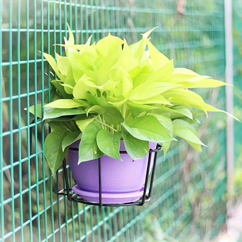 Practical plant pot holder with stable metal frame for balcony and terrace