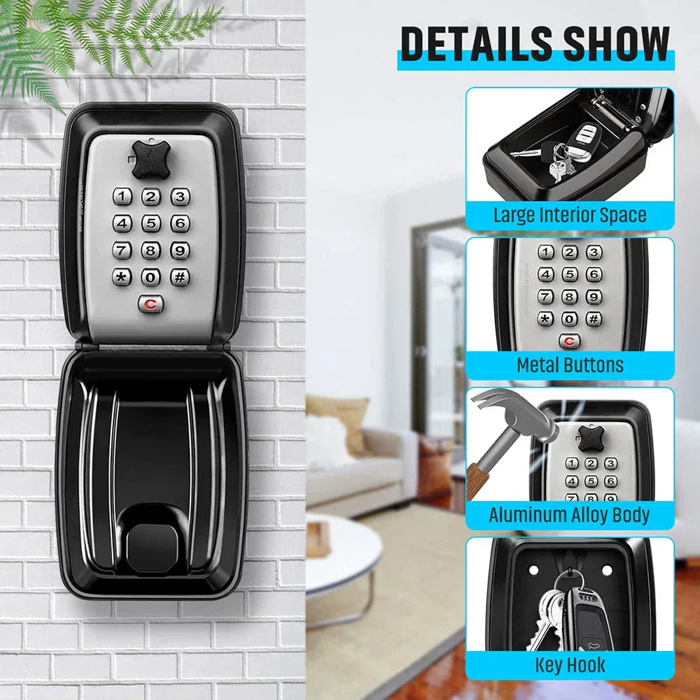 Waterproof Wall-Mounted Key Safe Box – Outdoor Lockable Key Storage with Combination Code