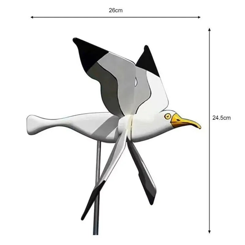 Garden decor wind bird SkyGull | Creative wind spinner with seagull motif | Weatherproof & height adjustable | 25 cm figure