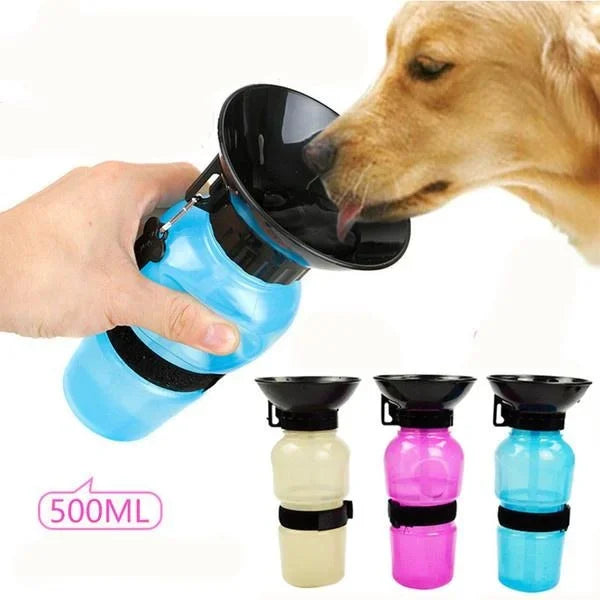 Dog Water Bottle HydroPaws | 2-in-1 with Bowl | Leak-proof & Portable | 500ml | Blue, Pink, Grey