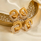 18k Textured Dual Squircle Earrings