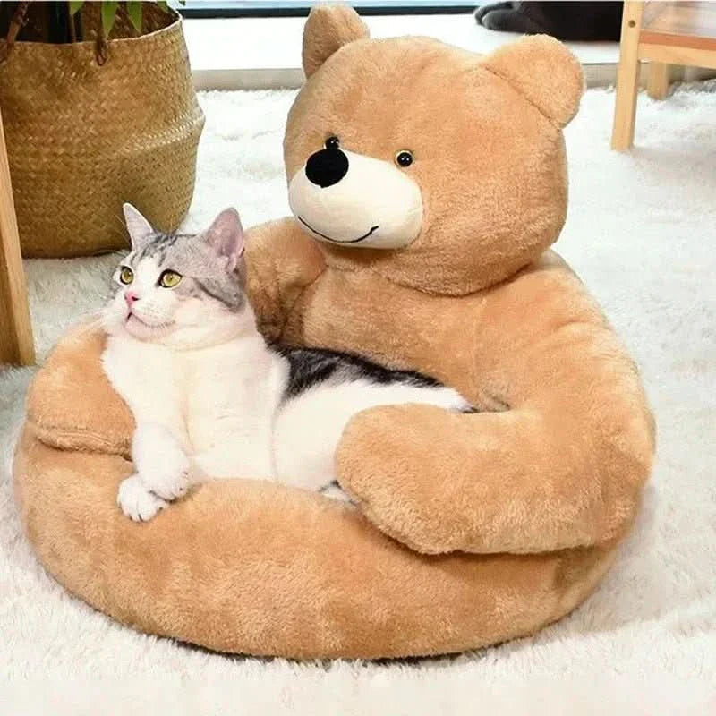 Round cuddly bed for cozy cat sleep