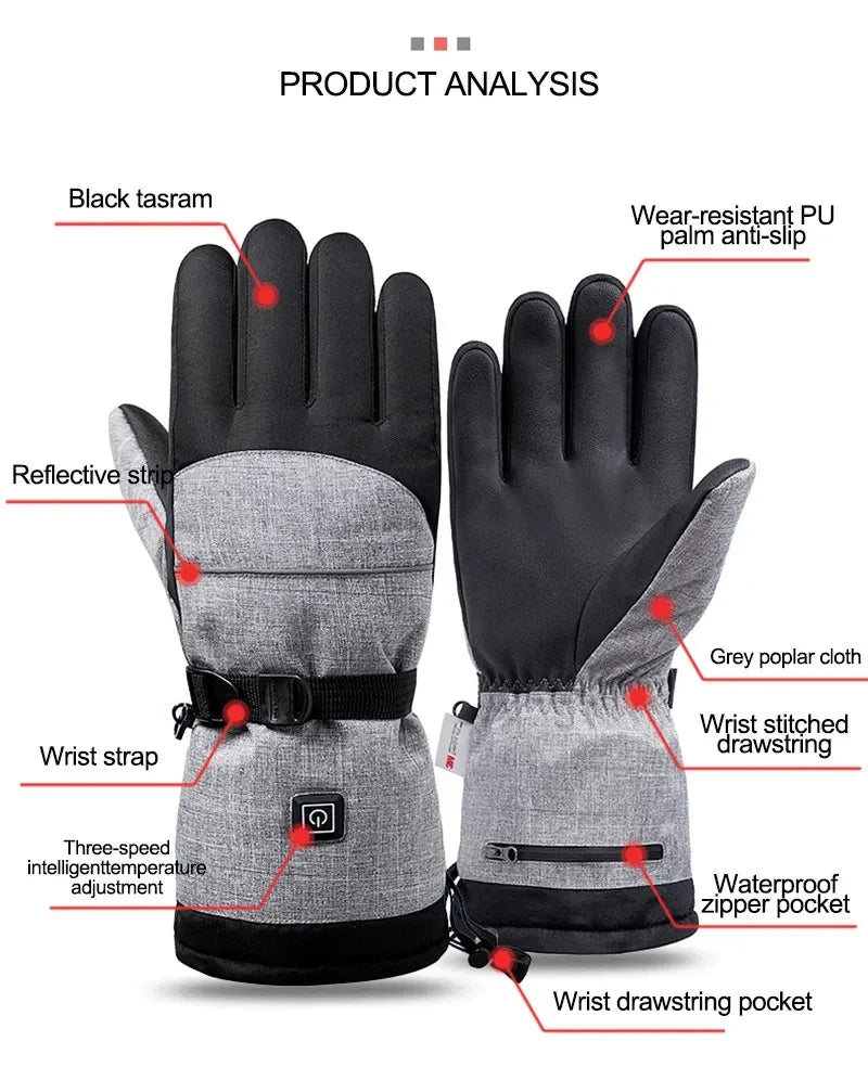 Heated Gloves ThermoRide | Waterproof & Windproof | Electric Winter Gloves for Motorcycle, Bicycle & Outdoor | Long-lasting Warmth