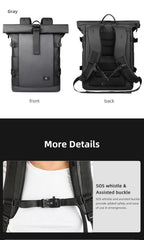 Expandable outdoor backpack with large volume & laptop compartment