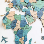 3D Solid Wood World Map Wall Art - Nordic-Style Home Decor