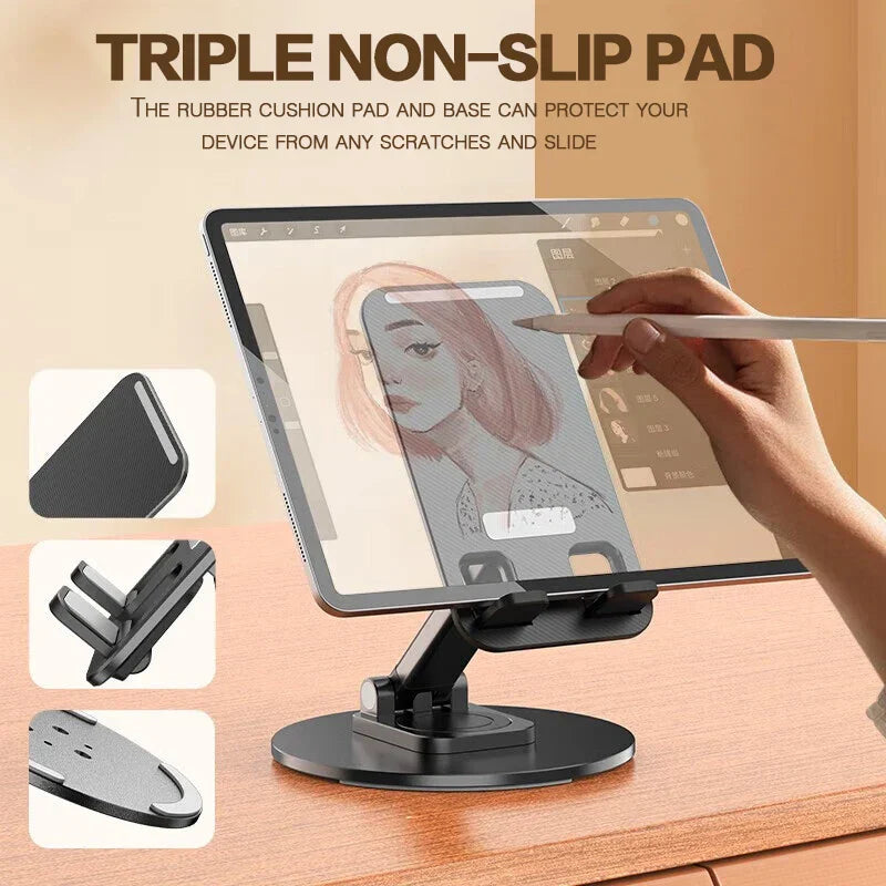No Slip Rotating Foldable Metal Tablet Phone Stand