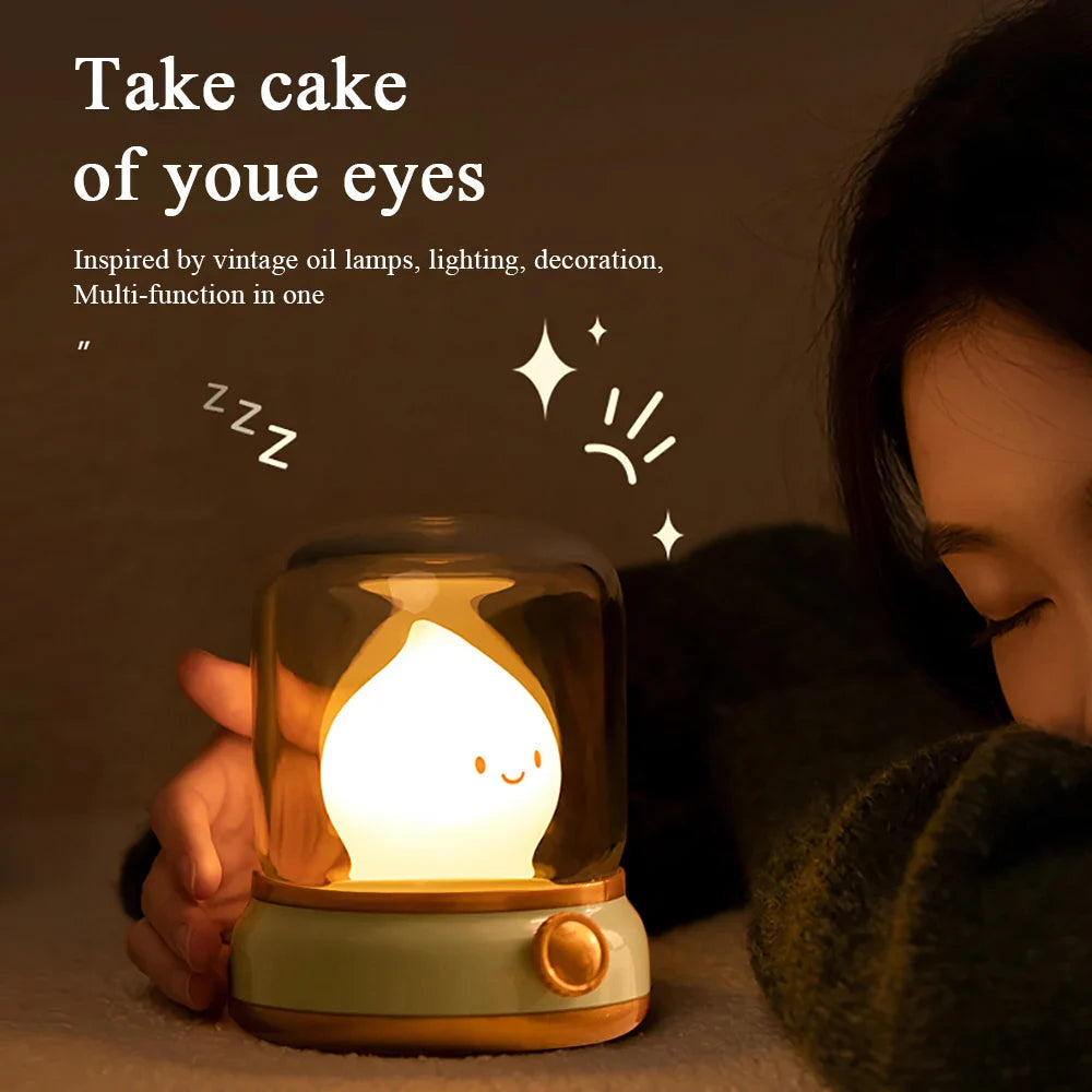 LumiFlame LED Night Light | Retro Oil Design | USB Rechargeable | Warm Mood Light