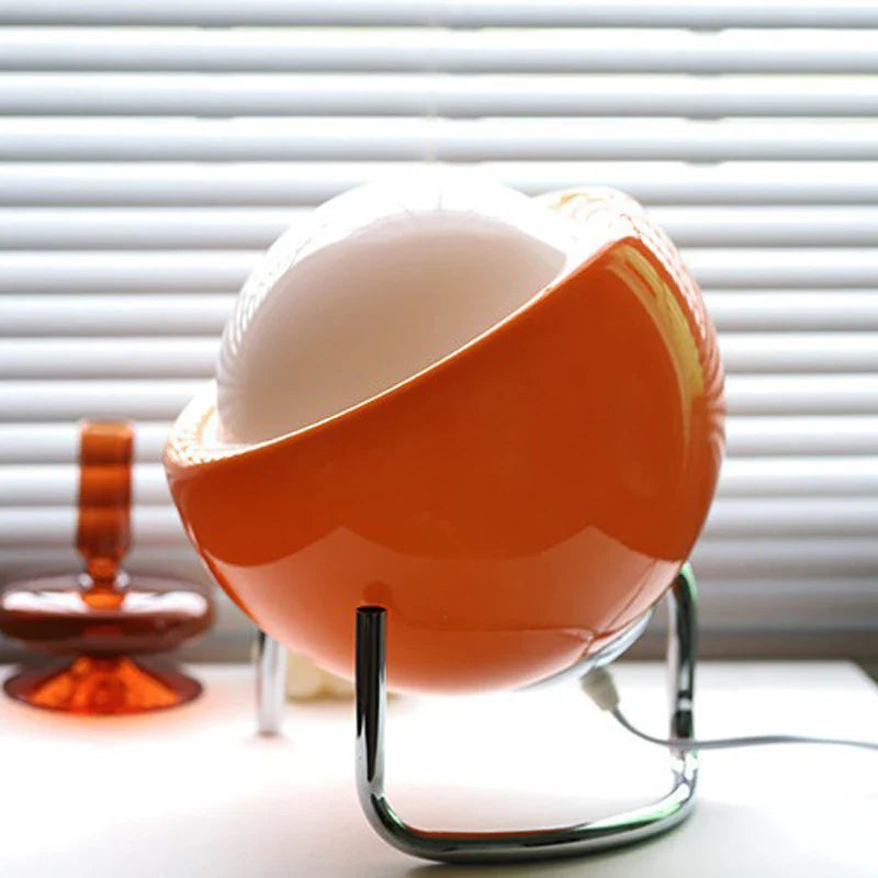 Aurivio Table Lamp | Glass & Stainless Steel | Retro-Nordic Design | LED Night Light Beige/Orange | Ø21×H25 cm