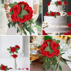 Realistic Red Artificial Roses with Stems (Pack of 25/10)