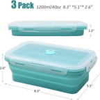 Collapsible Silicone Food Storage Containers with Lids 3 Pack Set 40oz