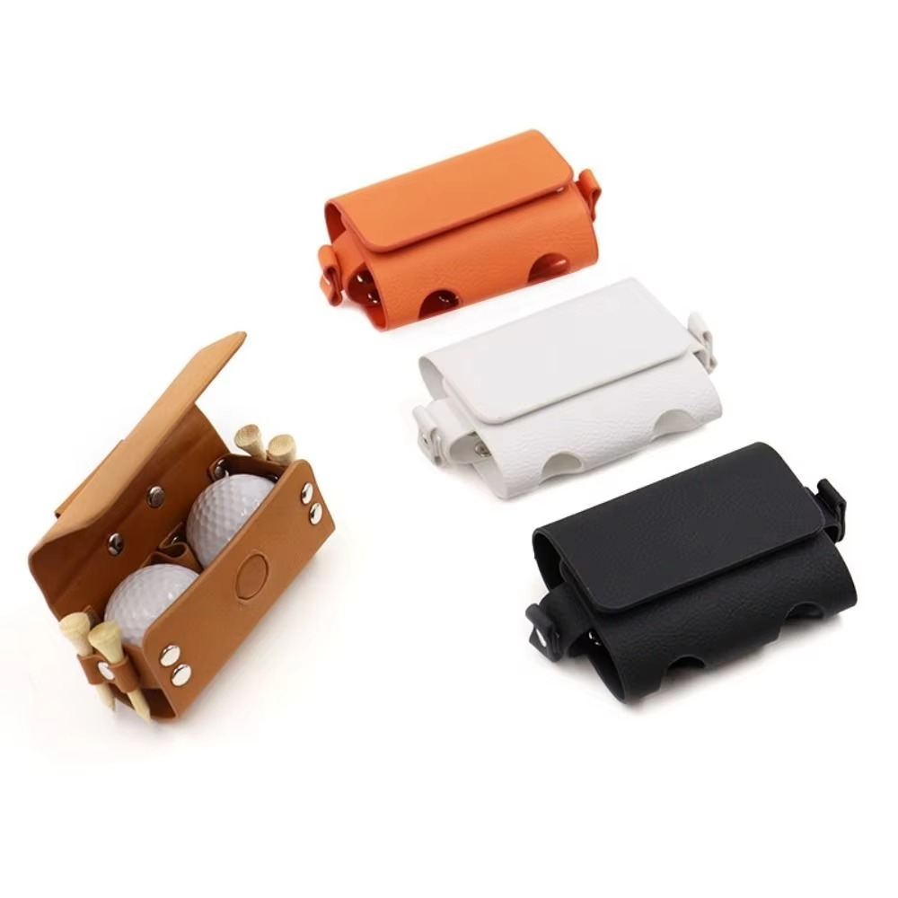 PU Leather Golf Ball Waist Pouch Outdoor Storage Case with Clip