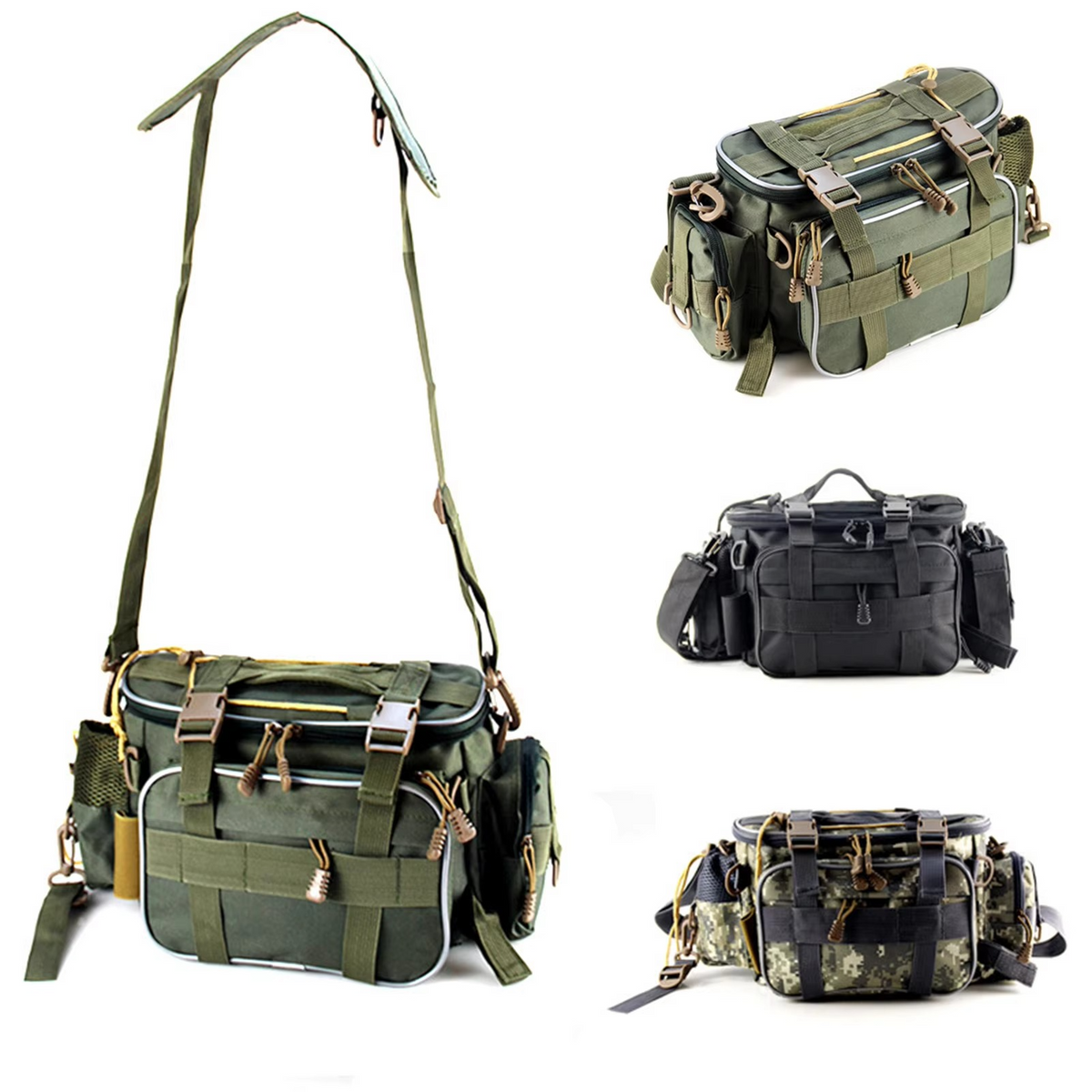 Multi-Pocket Fishing Tackle Bag and Gear Organizer Waist Pack Messenger Handbag