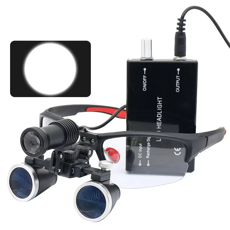 Advanced 5W LED Dental Loupes with Dual Magnification and Adjustable Headlight