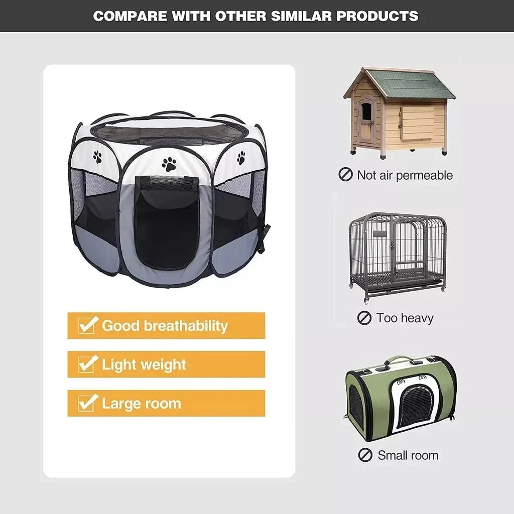 Pawvia Foldable Cat Tent | Portable Outdoor Enclosure for Cats & Small Dogs | Breathable & Washable | 72×72×45 cm