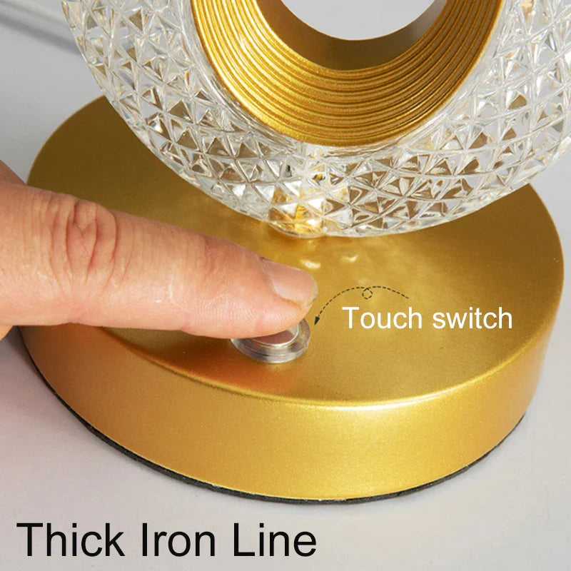 Crystal LED Table Lamp with 800 mAh Rechargeable Battery, Touch and Remote Controls