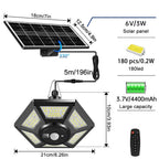 SolarHalo | 228 LED Solar Ceiling Lamp | 360° Light Angle | With Remote Control & Motion Sensor | 4400mAh Battery