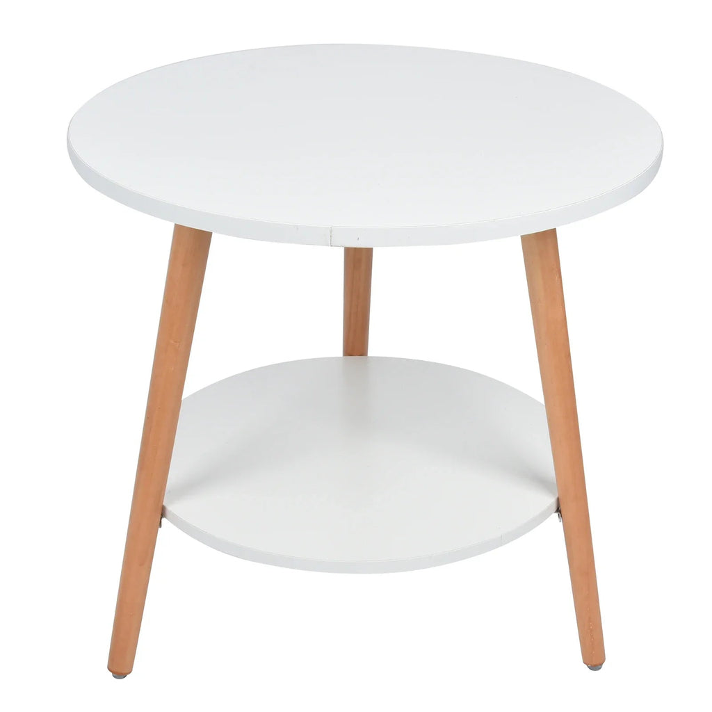White Side Table with 2 Layers and Storage Space for the Living Room