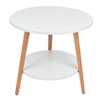 White Side Table with 2 Layers and Storage Space for the Living Room