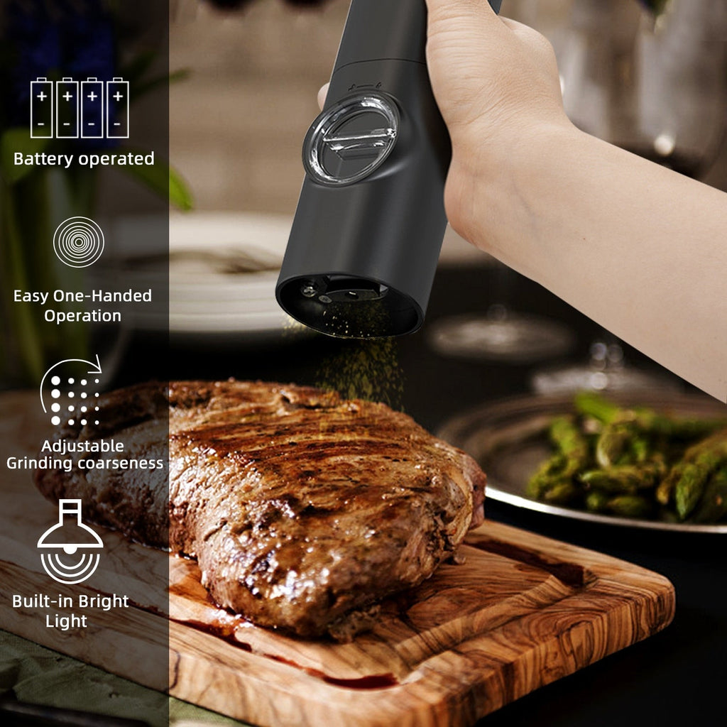 Electric automatic pepper and salt mill with LED light and adjustable grind - Perfect for the kitchen or the restaurant
