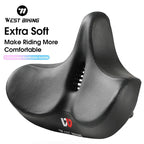 Wide Ergonomic Bike Saddle – Comfortable Saddle with Shock Absorption for City and Mountain Bikes