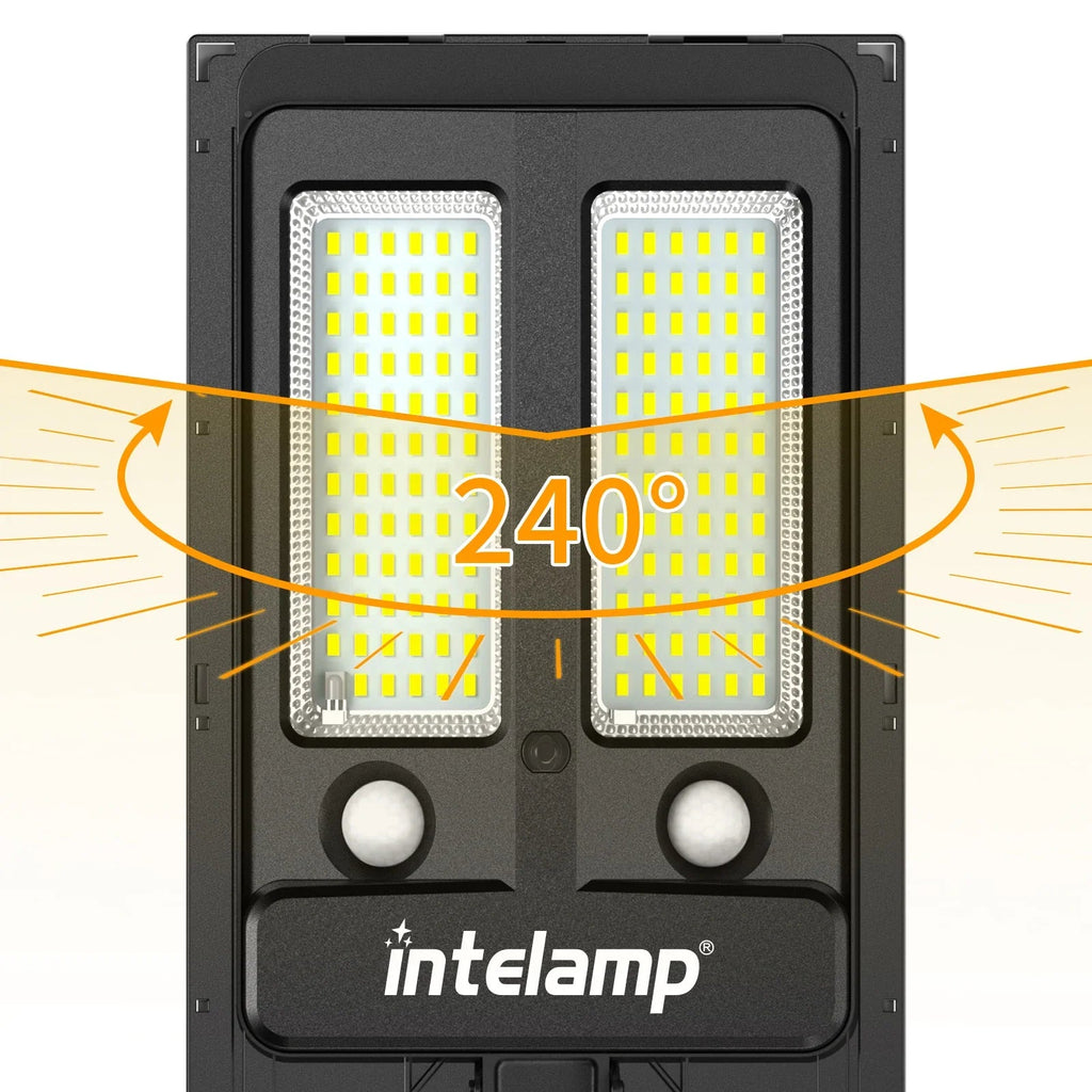 HelionGuard ProLight 12000 Solar-LED Spotlight with Remote Control | Motion Sensor up to 30 m | 3000 lm | IP65 | For Garden, Garage & Yard Lighting