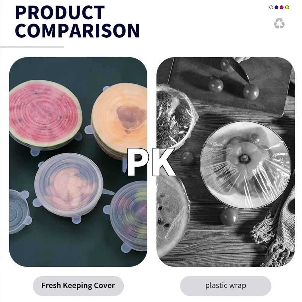 Elastic Silicone Lid Covers 6PCS
