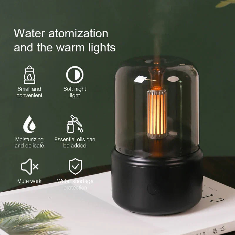 Retro Aroma Diffuser with Night Light - USB Essential Oil Air Humidifier for Home and Office