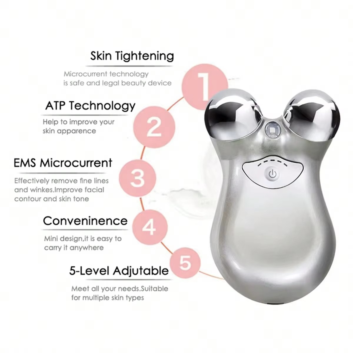 Dual-Head RF & EMS Microcurrent Facial Rejuvenation Device