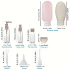 TravelEase 11-piece Travel Bottle Set | Refillable Containers for Cosmetics & Care | Cabin Luggage Approved & Leak-proof