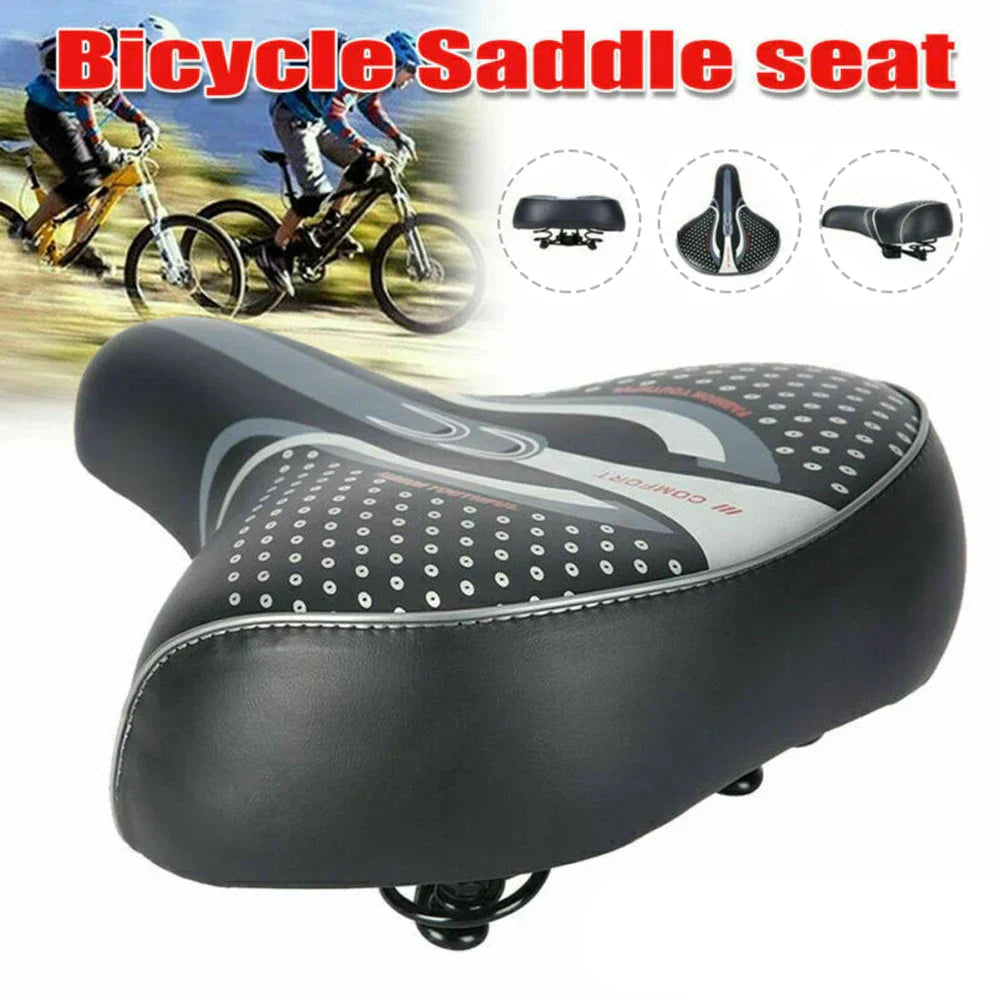 Extra Wide Comfort Bike Saddles with Shock Absorption - PU Leather Cushion for Long Distance Cycling