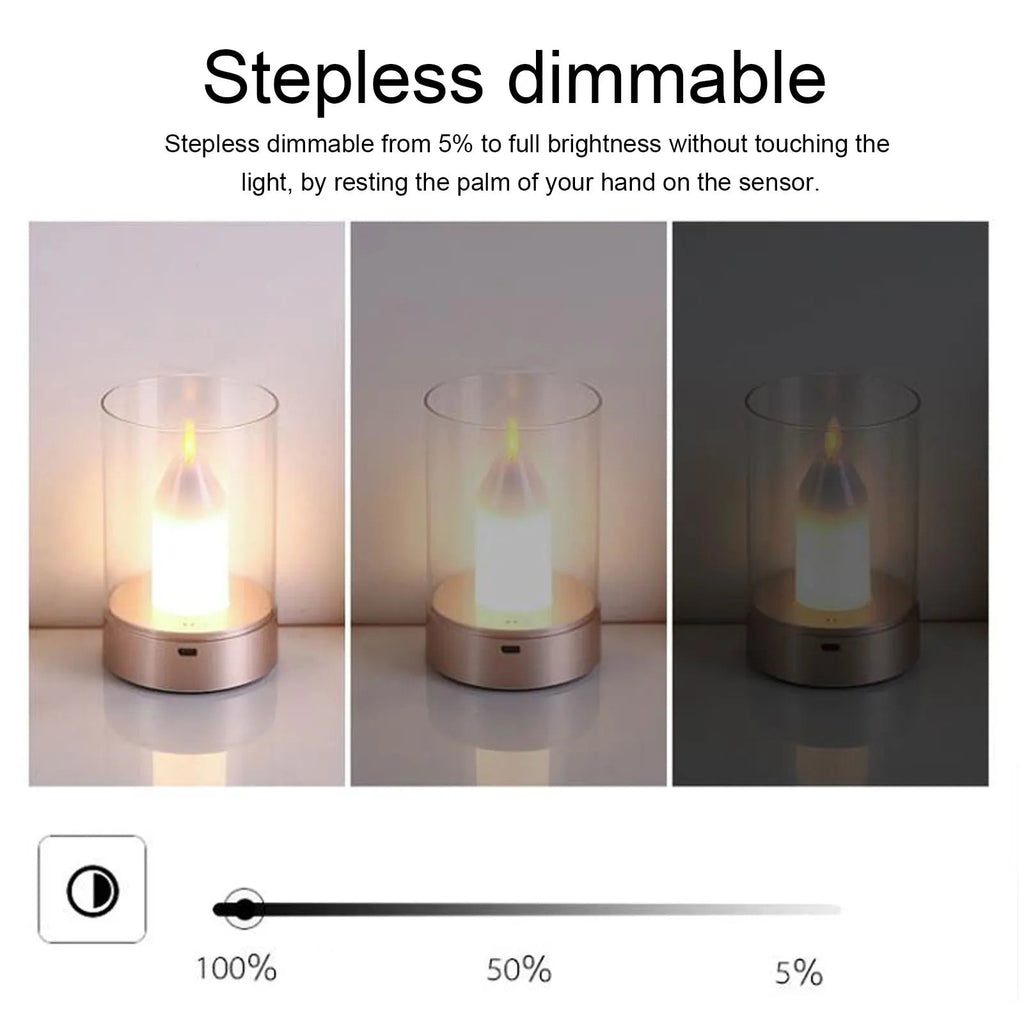 AuraFlame LED Candle | Gesture Control & Stepless Dimmable | USB Rechargeable | Warm Light 2400K | 8.5 × 8.5 × 13 cm
