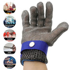 Stainless steel cut-resistant gloves - Anti-cut, wire metal weave hand protection for slaughtering, gardening and labor safety
