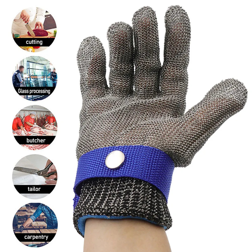 Stainless steel cut-resistant gloves - Anti-cut, wire metal weave hand protection for slaughtering, gardening and labor safety