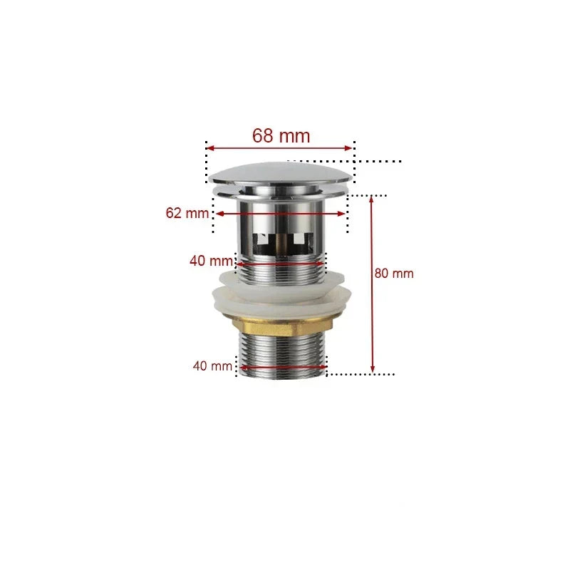 Drain screw with push-down popup – brass | 11 colors | With or without overflow