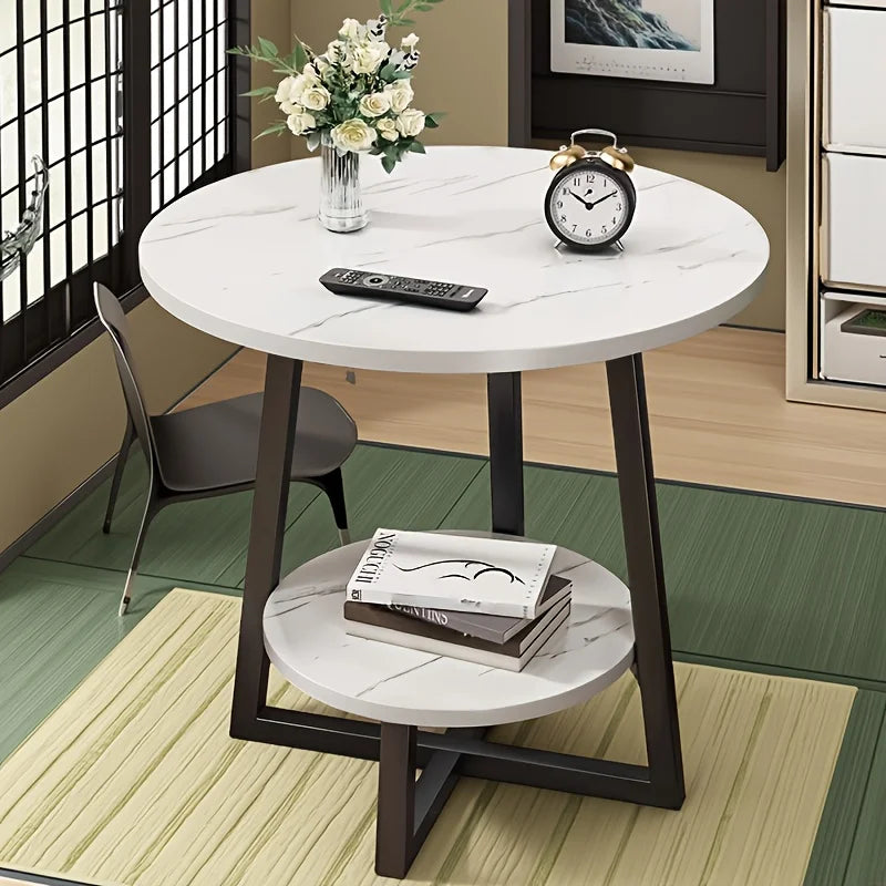 Two-Tier Side Table with Compact Space-Saving Design
