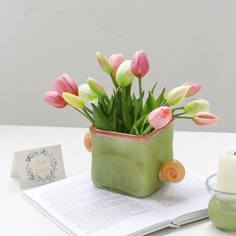 Glass Vase with Binaural Handle