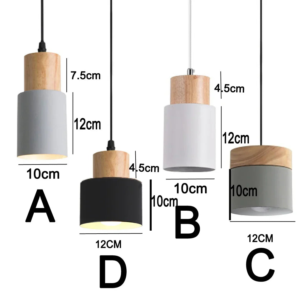 Nordic LED Pendant Lights Made of Metal and Wood - Modern Hanging Lamps for Dining Room and Kitchen