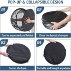 SPIRAFOLD Laundry Basket | Foldable & Breathable | Mesh Design with Carry Handles | For Home, Bathroom & Student Apartment