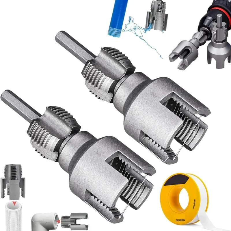 Pipe Thread Reamer & Edge Cutter Drill Attachment Tool