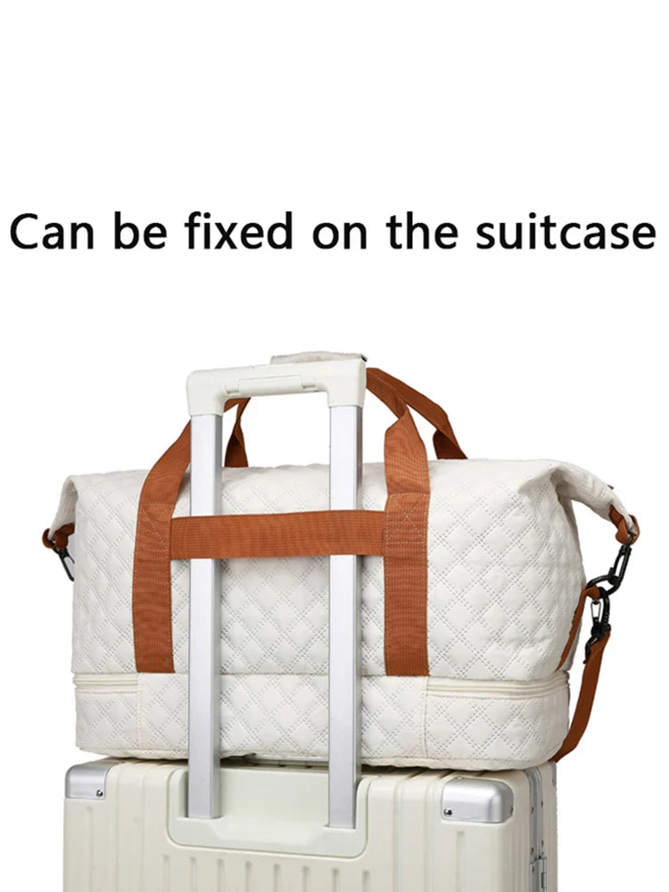 Travessia Travel Bag with Shoe Compartment | Large Capacity & Argyle Design | Nylon Weekender for Sports, Short Trips & Everyday Use