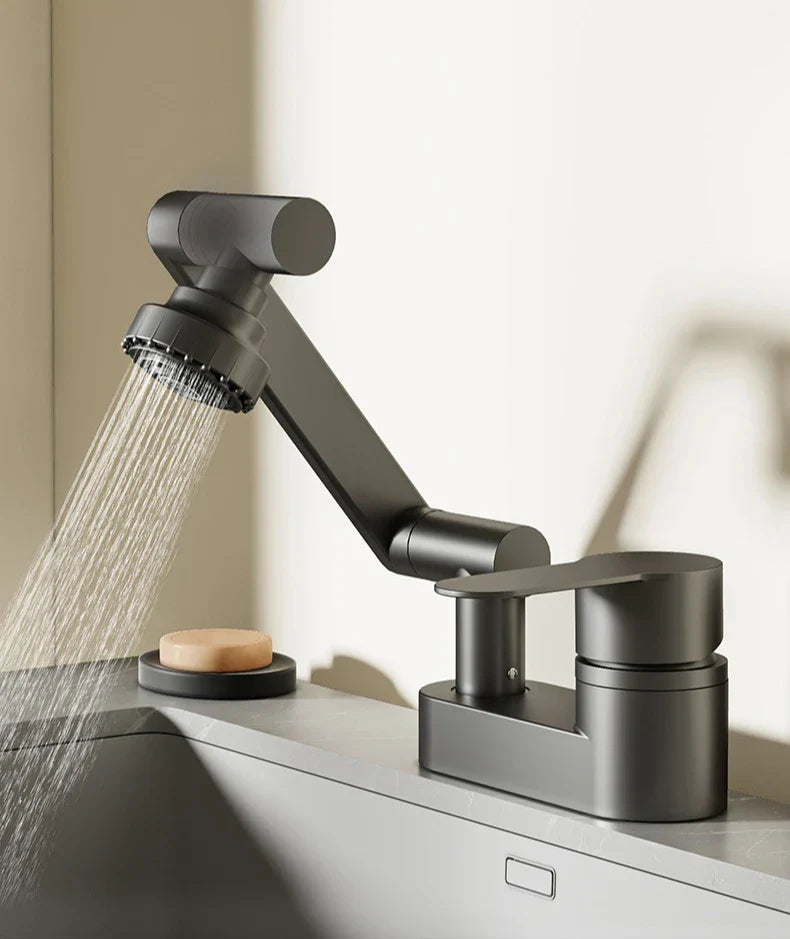 Two-Hole Bathroom Faucet with 360-Degree Swivel Spout